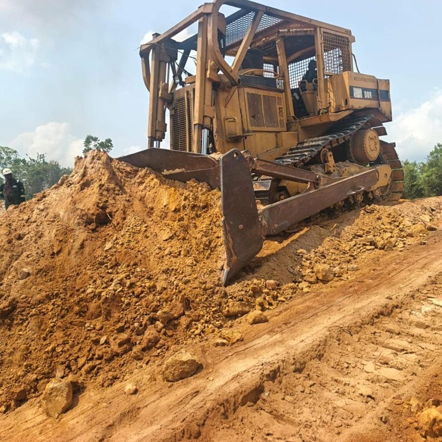 Bulldozer grading earthworks for the Chevron TwinLake Medium Density external infrastructure project